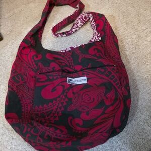Beautiful Hawaiian Patterned Deep Pink and Black Women's Bag